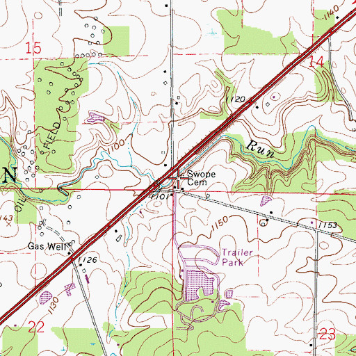 Topographic Map of Swope Cemetery, OH
