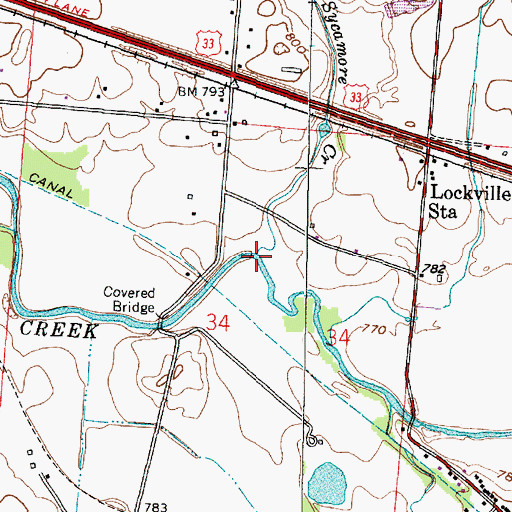 Topographic Map of Sycamore Creek, OH