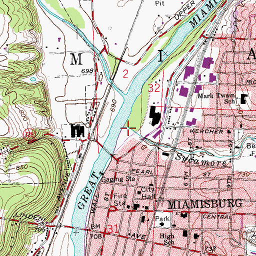 Topographic Map of Sycamore Creek, OH