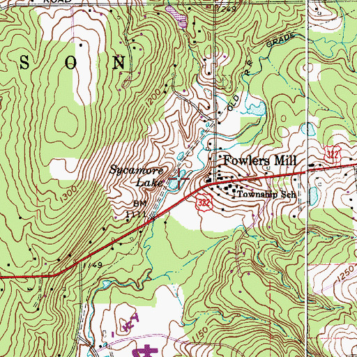 Topographic Map of Sycamore Lake, OH