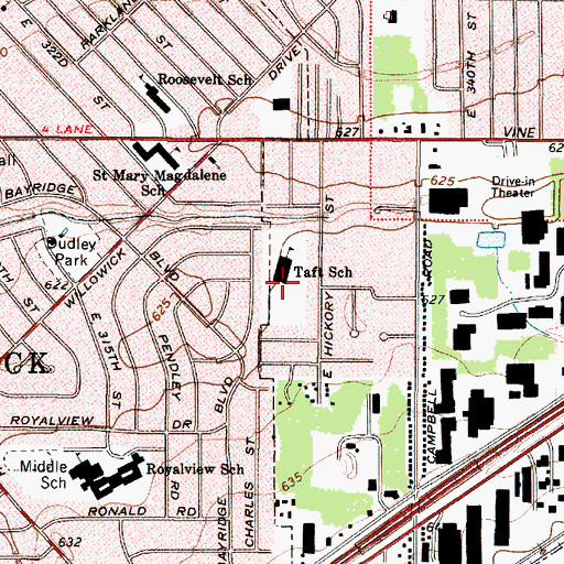 Topographic Map of Taft School, OH
