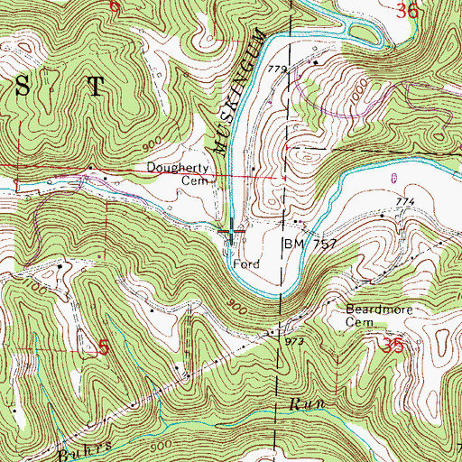 Topographic Map of Tan House Run, OH