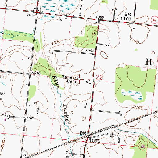 Topographic Map of Tanger Cemetery, OH