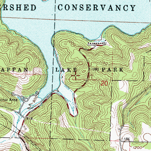 Topographic Map of Tappan Lake Park, OH