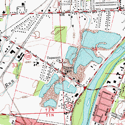 Topographic Map of Tapscott Primitive Baptist Church, OH