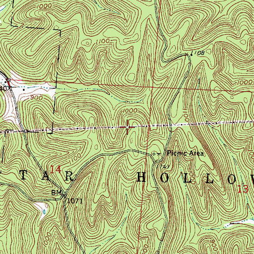 Topographic Map of Tar Hollow State Forest, OH