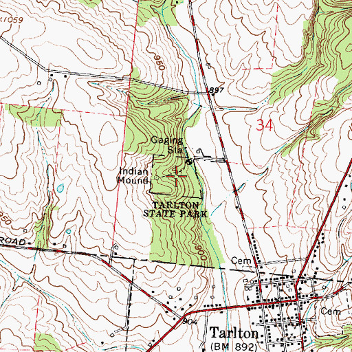 Topographic Map of Tarlton State Park, OH