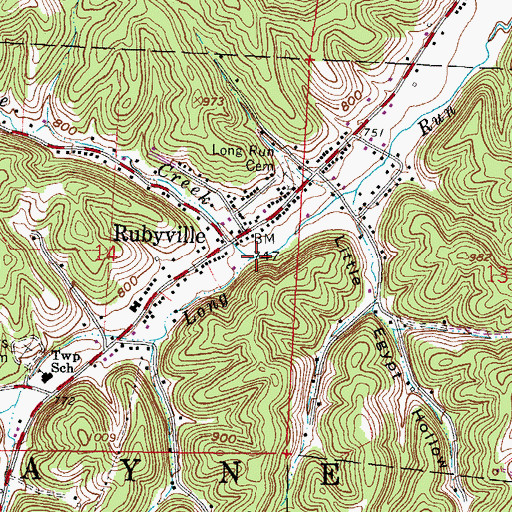 Topographic Map of Tattle Creek, OH