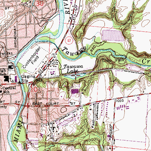 Topographic Map of Tawawa Lake, OH