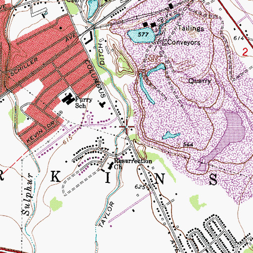 Topographic Map of Taylor Ditch, OH
