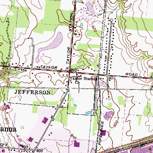 Topographic Map of Taylor Station Church, OH