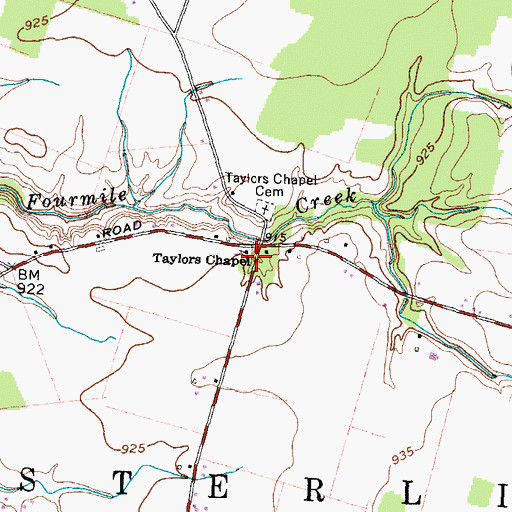 Topographic Map of Taylors Chapel, OH