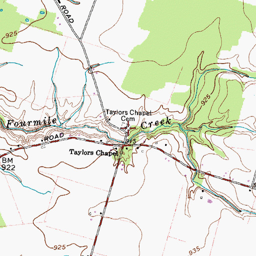 Topographic Map of Taylors Chapel Cemetery, OH
