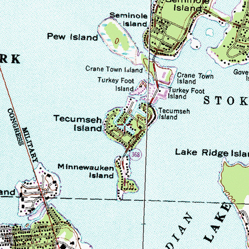 Topographic Map of Tecumseh Island, OH