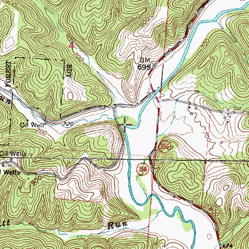 Topographic Map of Tedroe Run, OH