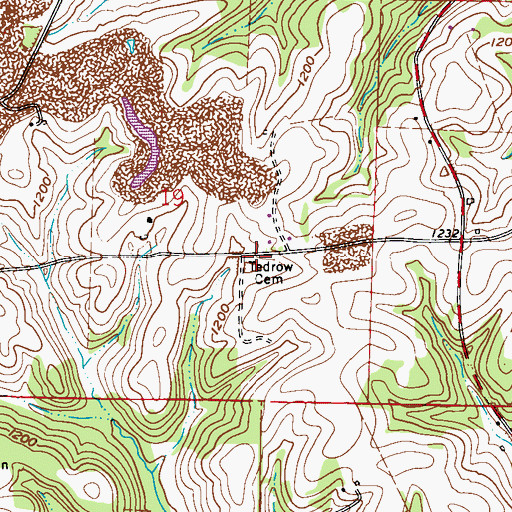 Topographic Map of Tedrow Cemetery, OH