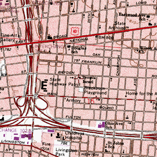Topographic Map of Temple Israel, OH