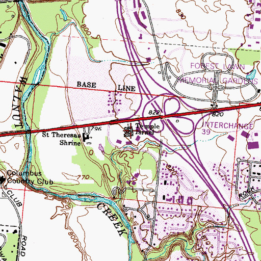 Topographic Map of Temple Israel, OH