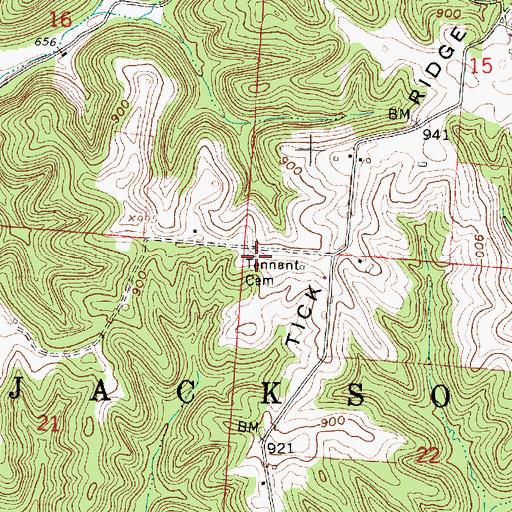 Topographic Map of Tennant Cemetery, OH
