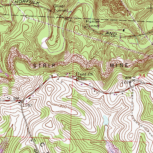 Topographic Map of Tent Church Cemetery, OH
