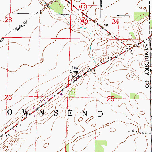 Topographic Map of Tew Cemetery, OH