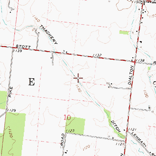 Topographic Map of Thackery Ditch, OH