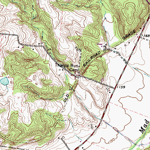 Topographic Map of Tharps Run Cemetery, OH