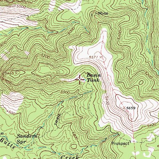 Topographic Map of Basin Tank, AZ