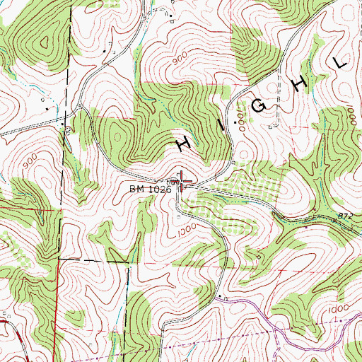 Topographic Map of The Highlands, OH