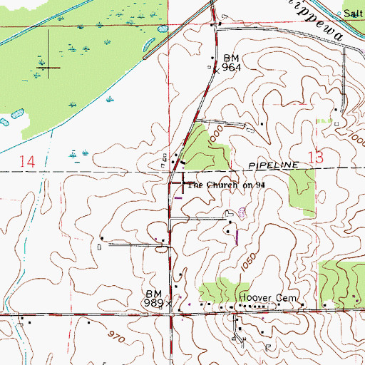 Topographic Map of The Church on 94, OH