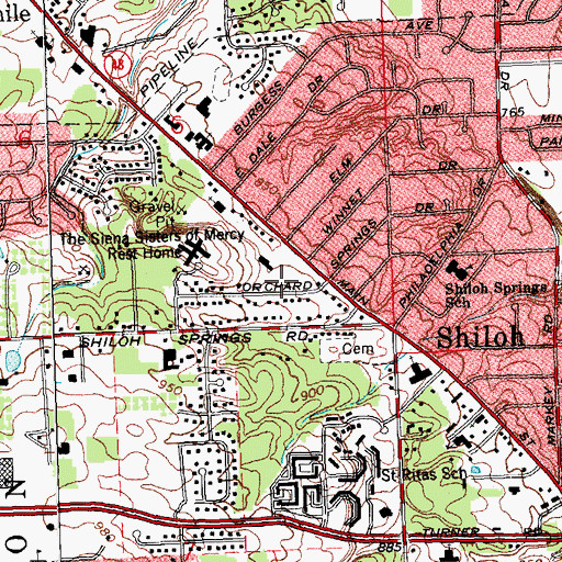 Topographic Map of The Siena Sisters of Mercy Rest Home, OH