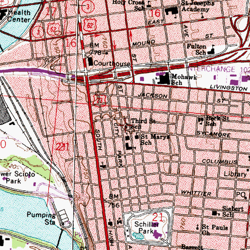 Topographic Map of Third Street School (historical), OH