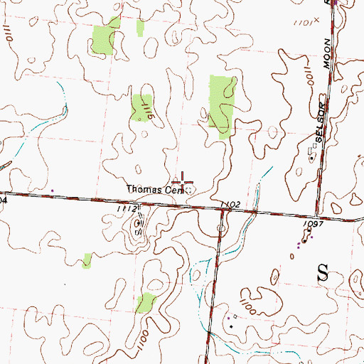 Topographic Map of Thomas Cemetery, OH