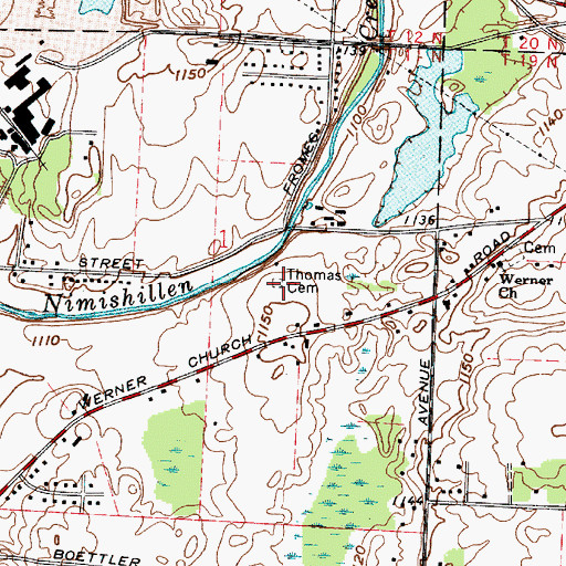 Topographic Map of Thomas Cemetery, OH