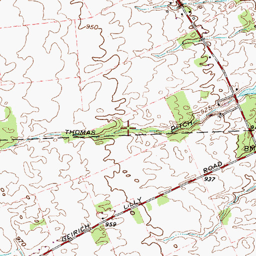 Topographic Map of Thomas Ditch, OH