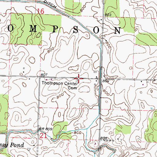 Topographic Map of Thompson Center Cemetery, OH