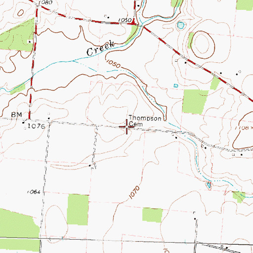 Topographic Map of Thompson Cemetery, OH