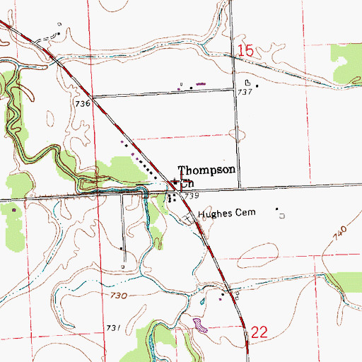 Topographic Map of Thompson Church, OH