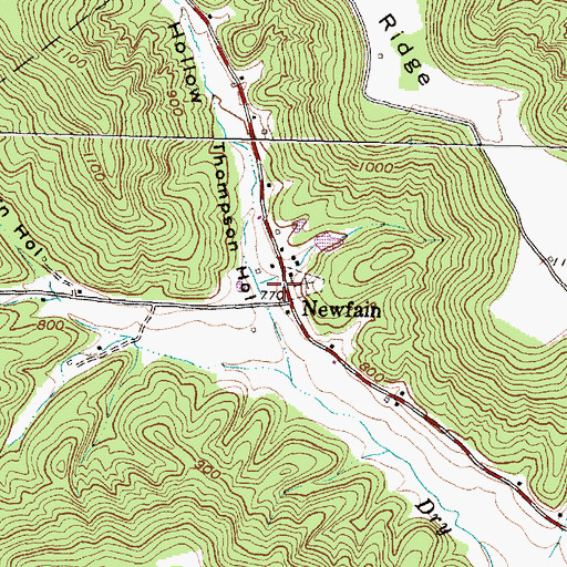 Topographic Map of Thompson Hollow, OH