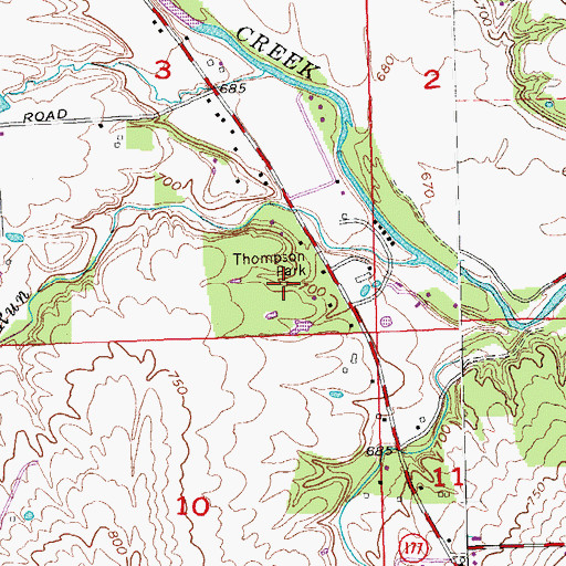 Topographic Map of Thompson Park, OH