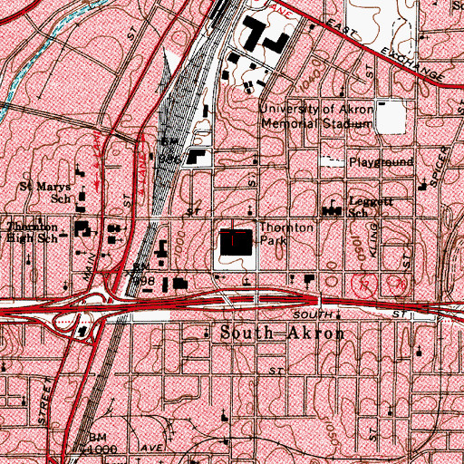Topographic Map of Thornton Park, OH