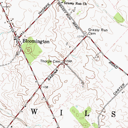 Topographic Map of Thorpe Cemetery, OH
