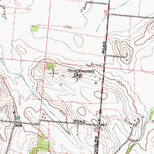 Topographic Map of Throckmorton Cemetery, OH