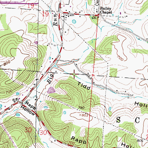 Topographic Map of Tidd Hollow, OH