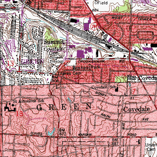 Topographic Map of Tiferes Cemetery, OH