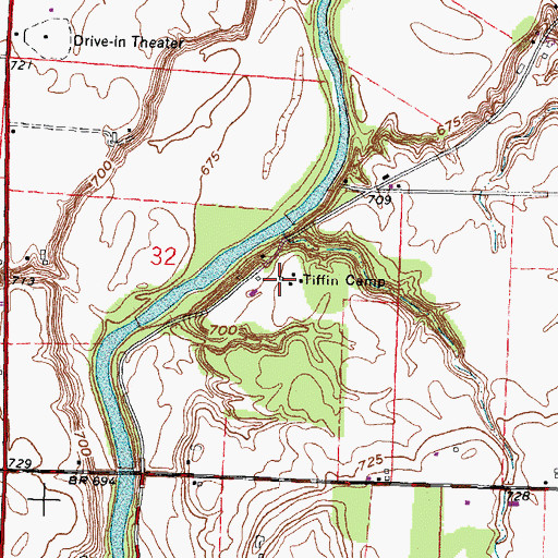 Topographic Map of Tiffin Camp, OH