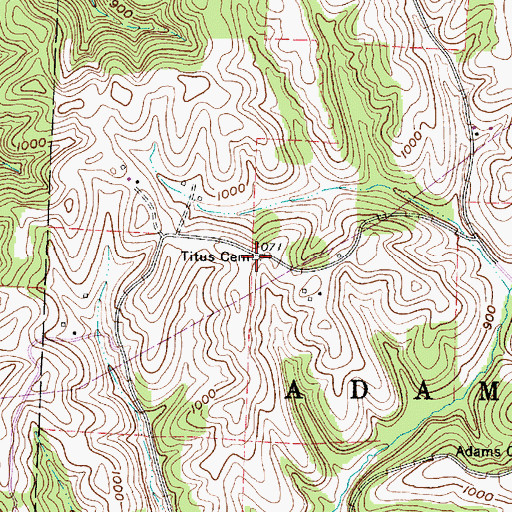Topographic Map of Titus Cemetery, OH