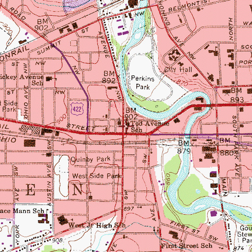 Topographic Map of Tod Avenue School, OH