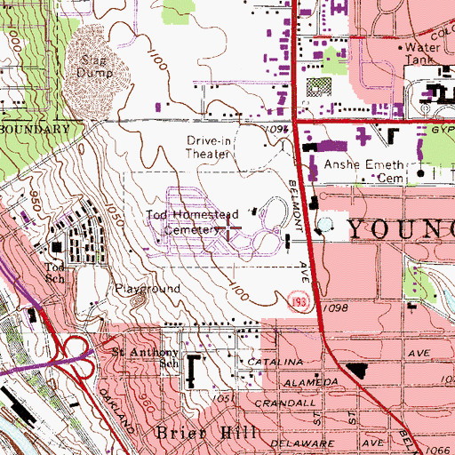 Topographic Map of Tod Homestead Cemetery, OH
