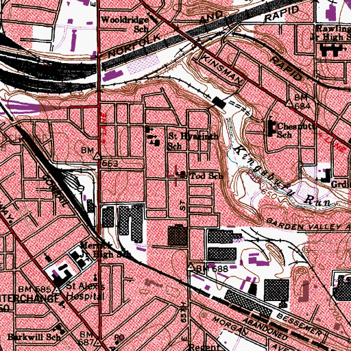 Topographic Map of Tod School, OH
